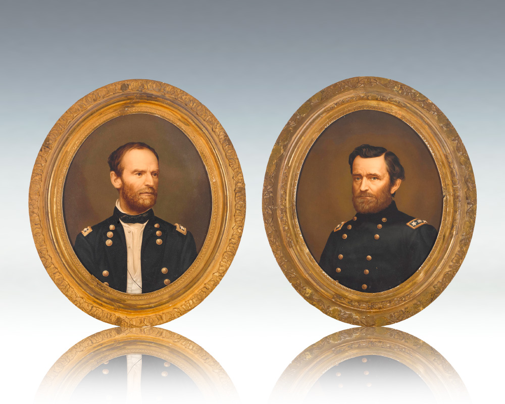 E.C. Middleton Portraits of Ulysses S. Grant and William T. Sherman.