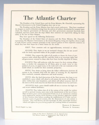 The Atlantic Charter Broadside.
