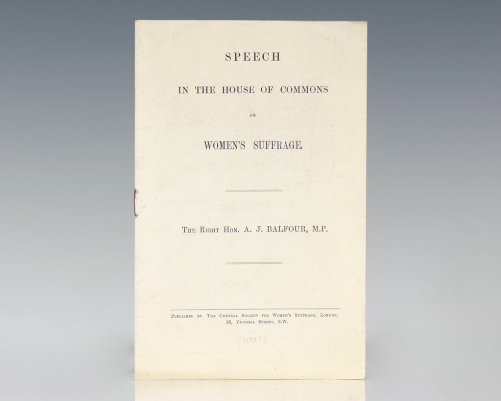 Speech In The House of Commons on Women’s Suffrage.