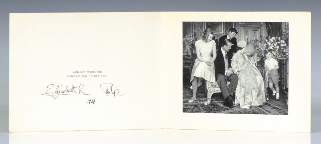 Queen Elizabeth II and Prince Philip Signed Royal 1964 Christmas Card.