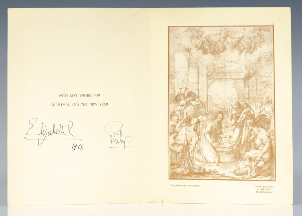 Queen Elizabeth II and Prince Philip Signed Royal 1963 Christmas Card.