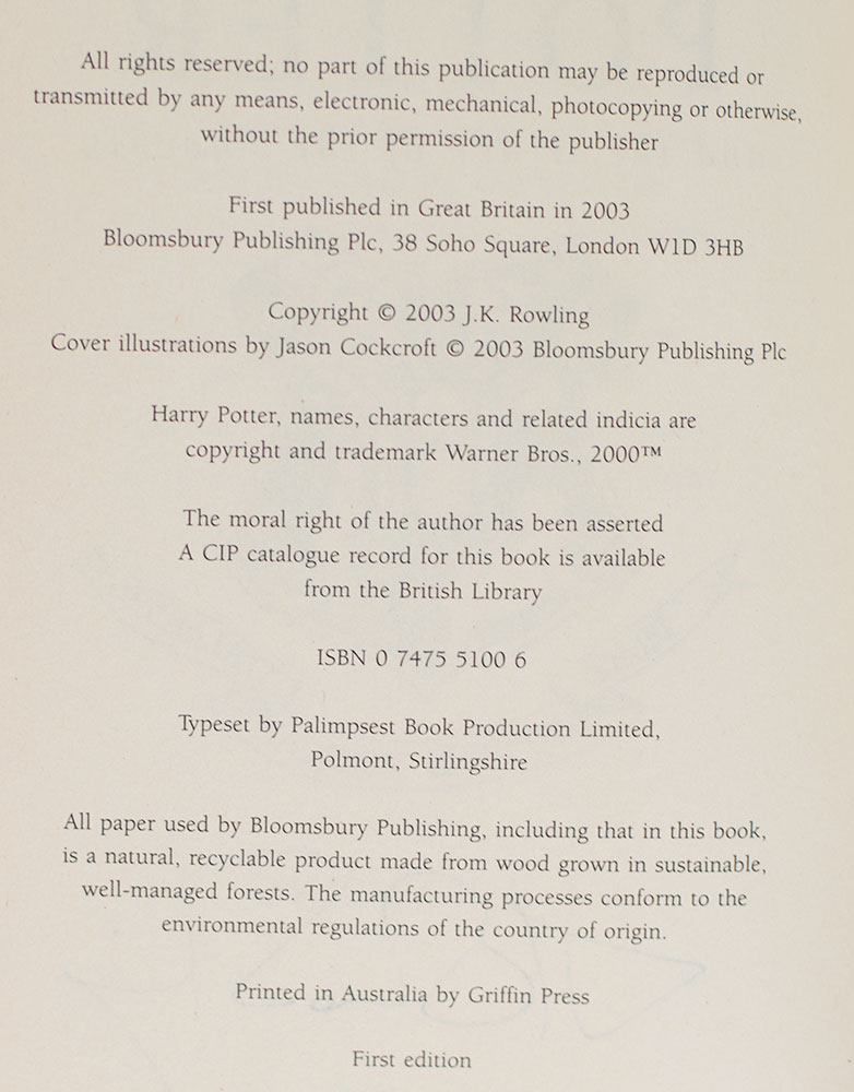 Harry Potter and the Order of the Phoenix.