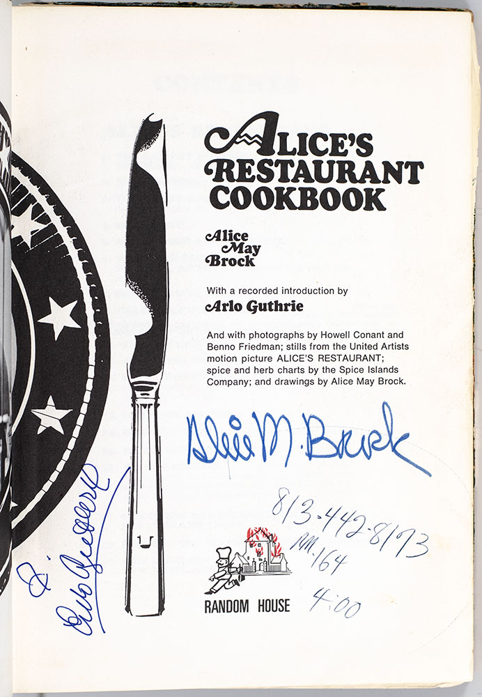 Alice's Restaurant Cookbook.