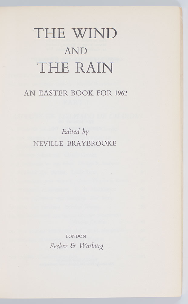 The Wind and The Rain: An Easter Book For 1962.