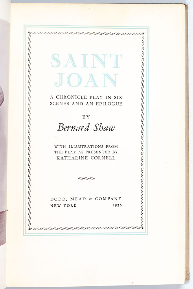 Saint Joan: A Chronicle Play in Six Scenes and an Epilogue.