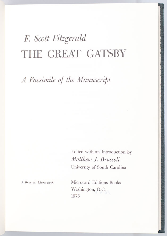 The Great Gatsby Manuscript Facsimile.