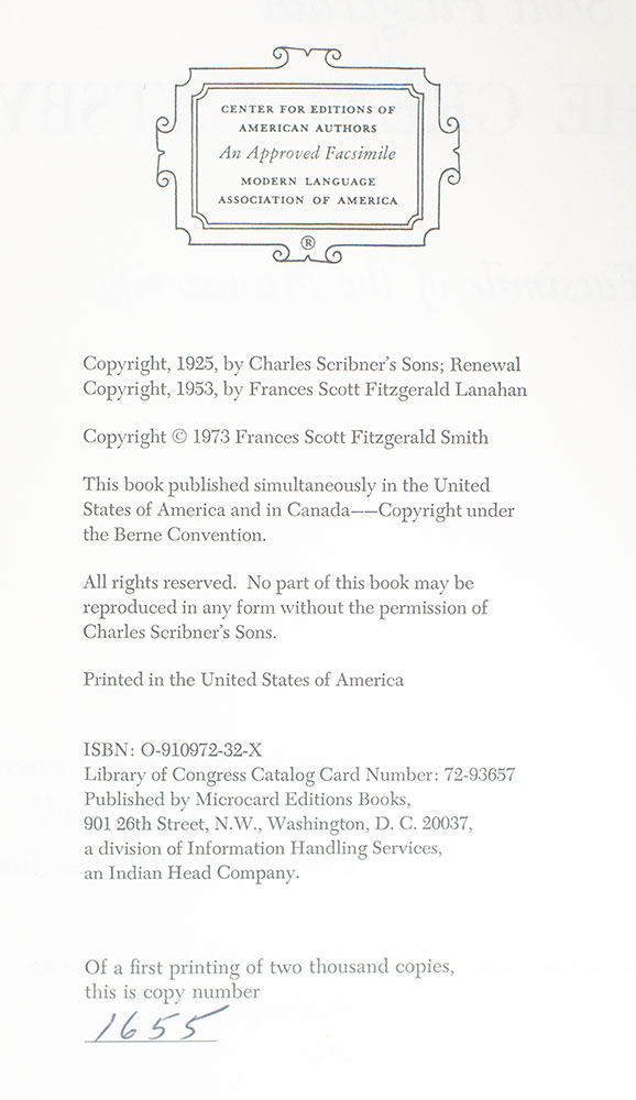 The Great Gatsby Manuscript Facsimile.