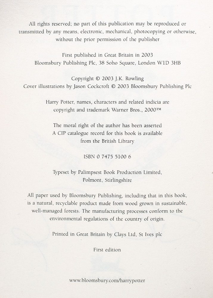 Harry Potter and the Order of the Phoenix.
