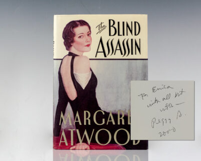 First American edition of Margaret Atwood's The Blind Assassin; inscribed by her to Erica Jong