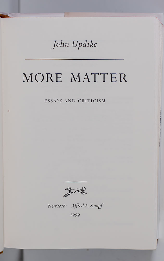 More Matter: Essays and Criticism.
