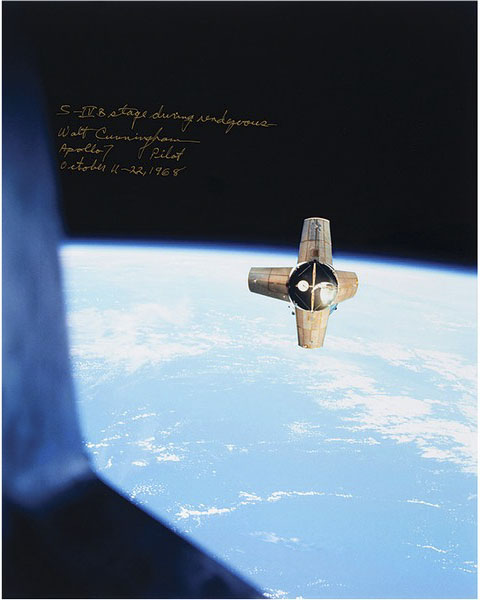 Walt Cunningham Apollo 7/S-IVB Rendezvous in Space Signed Photograph.