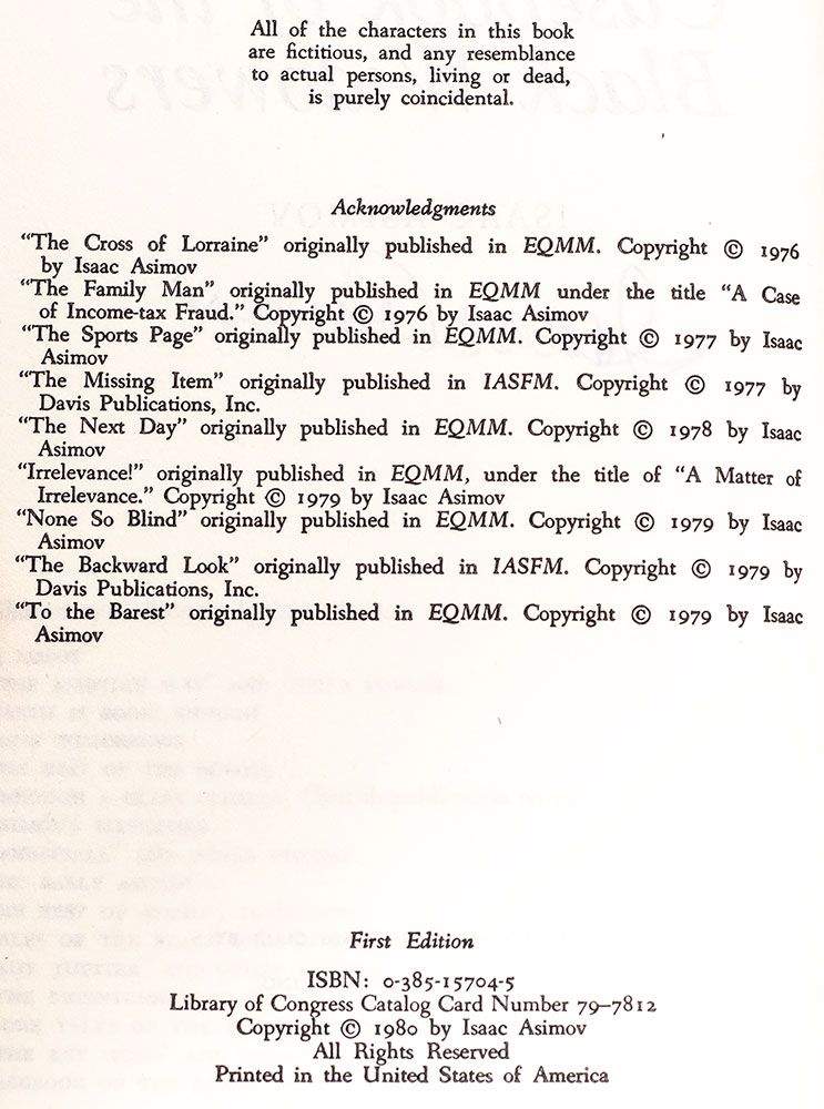 Casebook of the Black Widowers.
