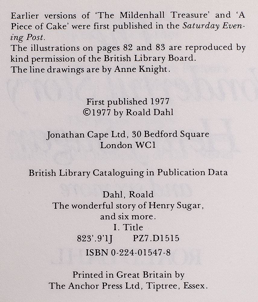 The Wonderful Story of Henry Sugar and Six More.