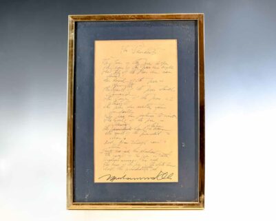"The President" Muhammad Ali Signed Manuscript Poem.