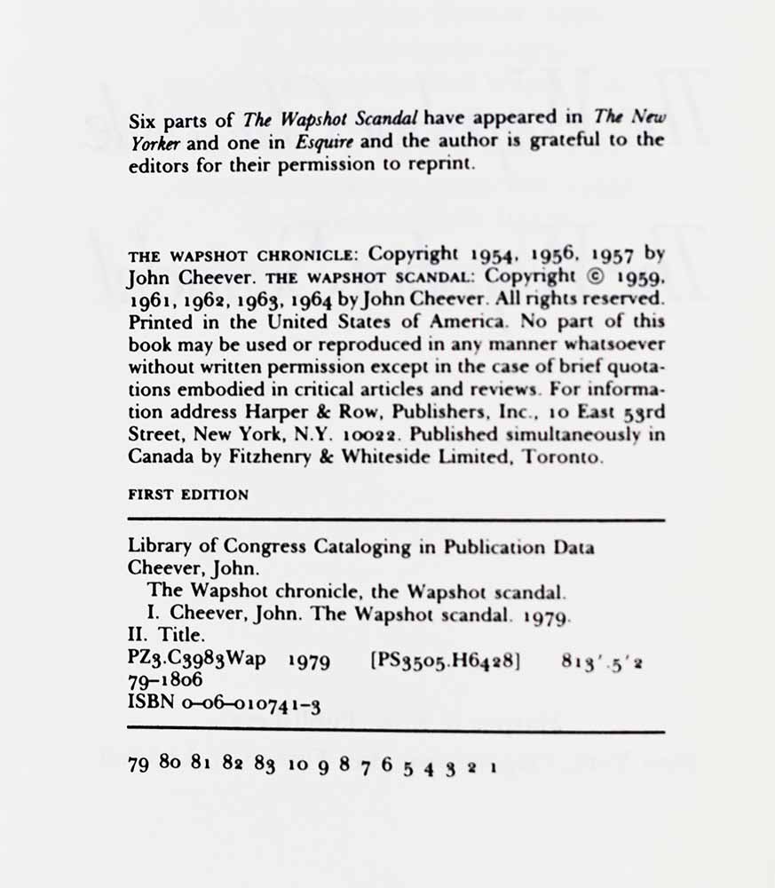 The Wapshot Chronicle and the Wapshot Scandal.