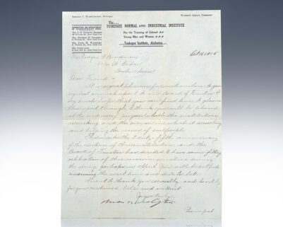 Booker T. Washington Autograph Letter Signed.