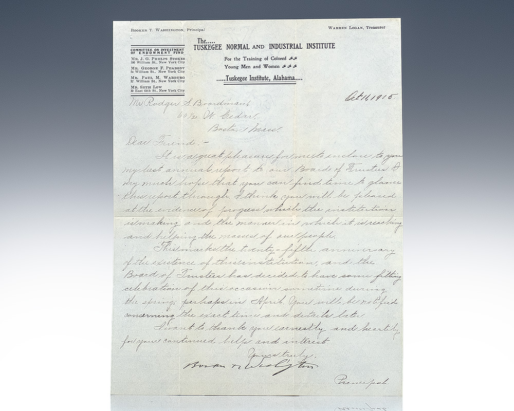 Booker T. Washington Autograph Letter Signed.