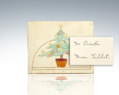 Queen Elizabeth II Hand-Drawn and -Colored Christmas Card