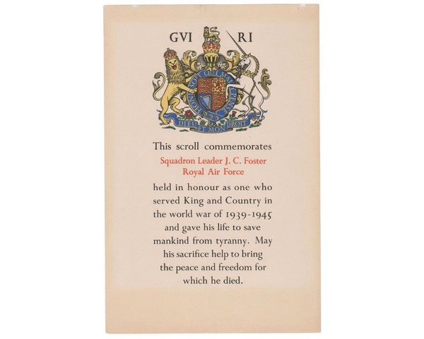 Dwight D. Eisenhower Signed Certificate of Merit & Royal Scroll Honoring Squadron Leader John C. Foster. - Image 4