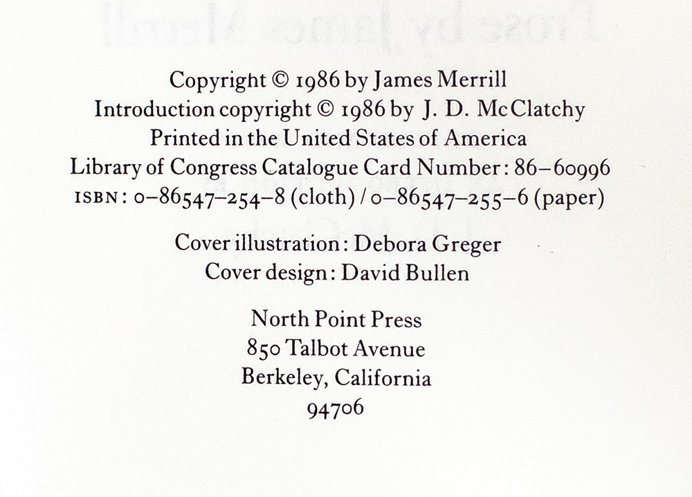 James Merrill First Edition Collection: Scripts for the Pageant, From the First Nine: Poems 1946-1976, The Changing Light at Sandover, Late Settings: Poems, Recitative: Prose, and A Different Person: A Memoir