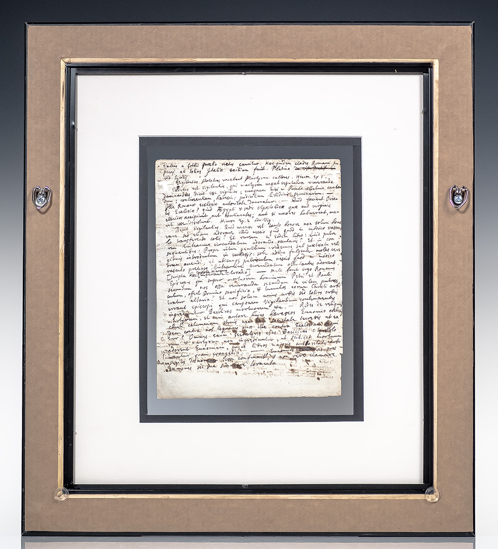 Isaac Newton Autograph Manuscript Criticizing Religion and the Papacy.