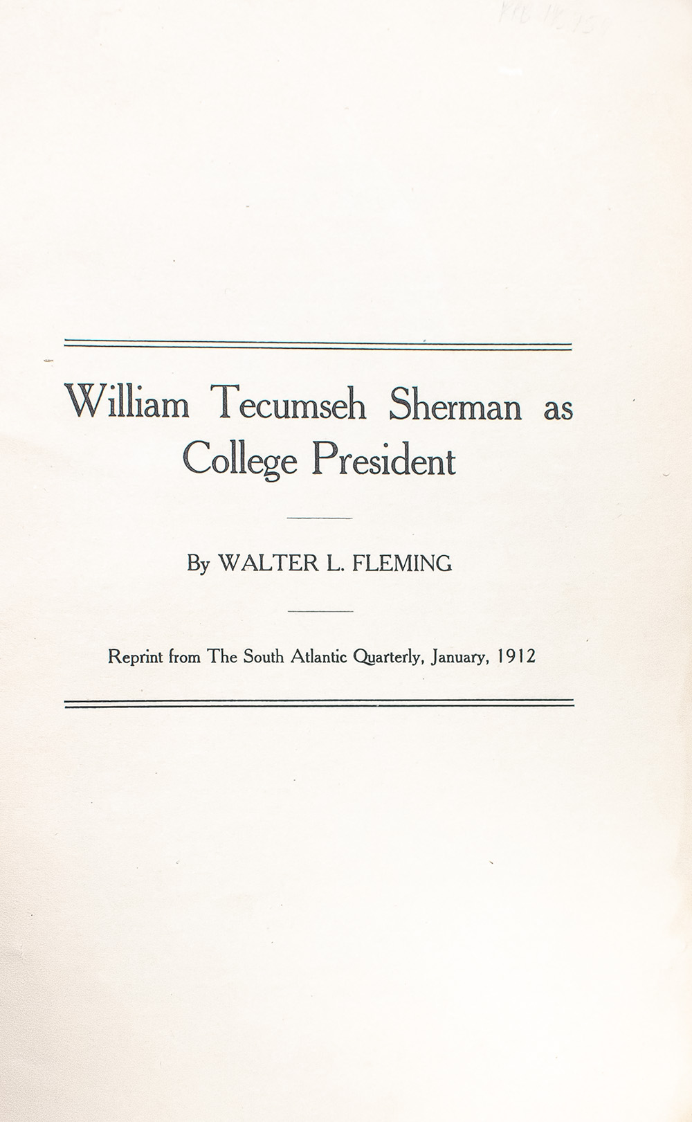 General W. T. Sherman as College President.