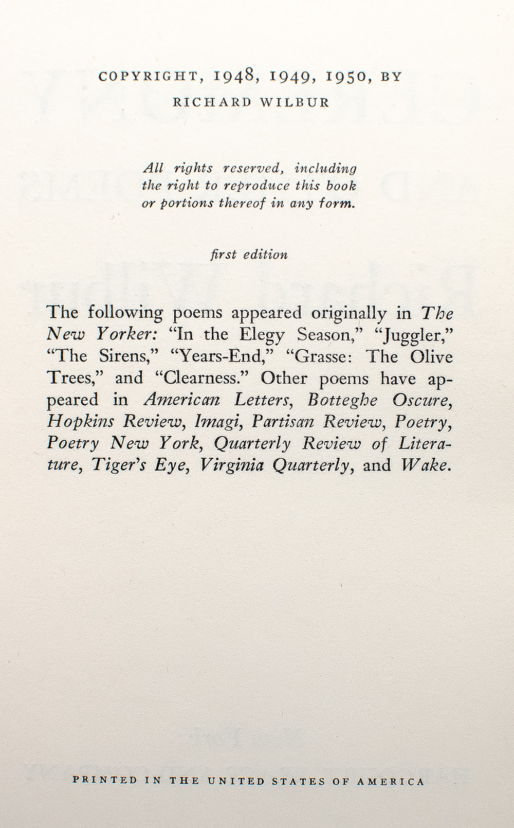 Ceremony And Other Poems.