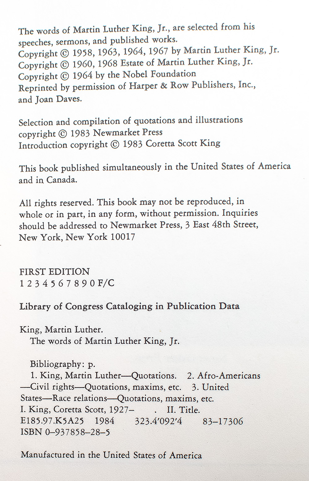 The Words of Martin Luther King, Jr.
