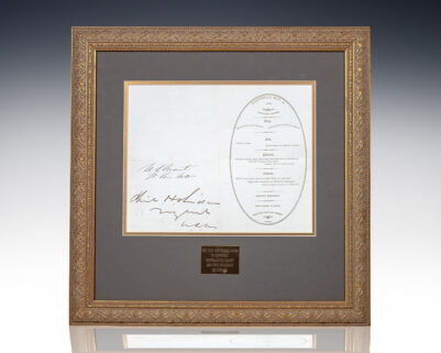 Ulysses S. Grant and Philip H. Sheridan Signed Willard's Hotel Menu.