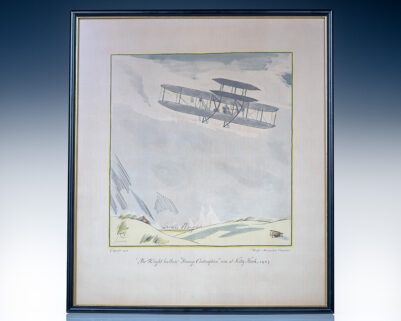 Orville Wright Signed Lithograph of The Wright Brothers 'Strange Contraption' Rises at Kitty Hawk, 1903.