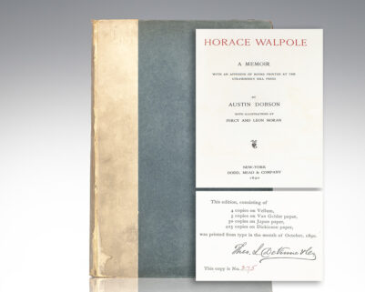 Horace Walpole: A Memoir with an Appendix of Books Printed at the Strawberry Hill Press.