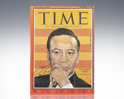 Nguyen Van Thieu Signed Time Magazine Cover.