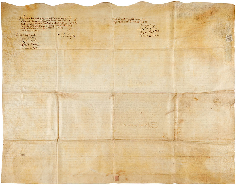 Isaac Newton Manuscript Land Indenture Signed. - Image 2