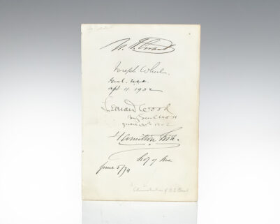 Ulysses S. Grant, Hamilton Fish, Leonard Wood and Joseph Wheeler Autographs.