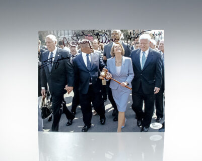 Nancy Pelosi, John Lewis, Steny Hoyer, and John Larsson Signed Photograph.