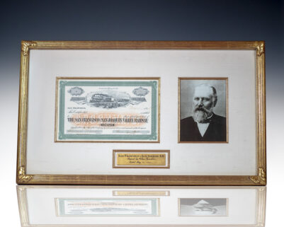 Claus Spreckels Signed Stock Certificate for the San Francisco & San Joaquin Railway.
