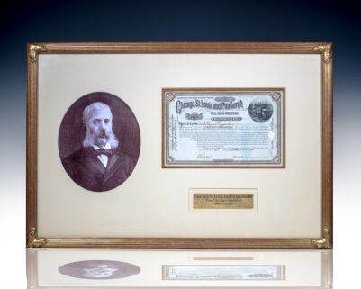 Meyer Guggenheim Signed Chicago, St. Louis and Pittsburgh Railroad Company Stock Certificate.