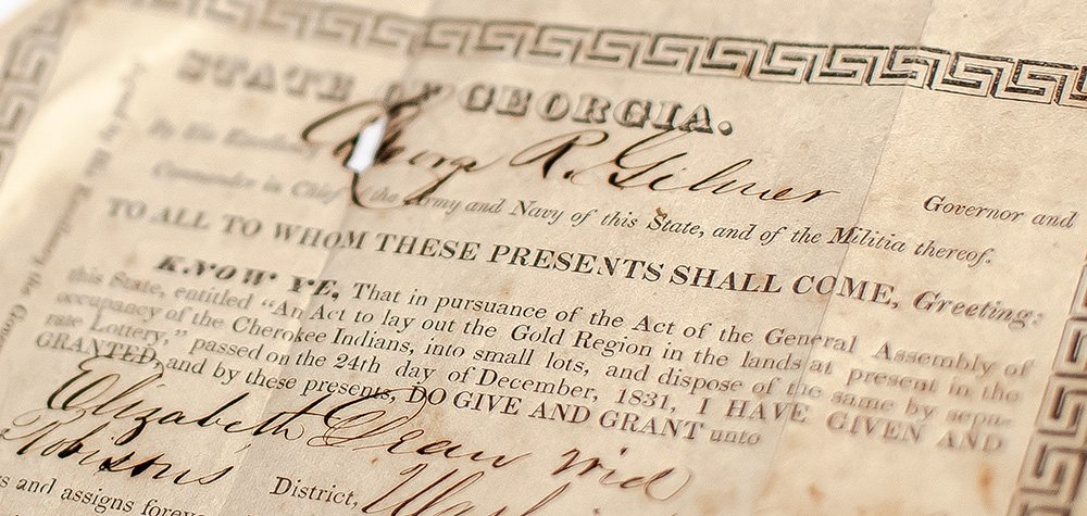 Creek Indian Muscogee County, Georgia Land Grants.
