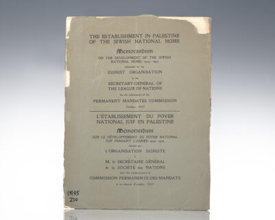 The Establishment in Palestine of the Jewish National Home: Memorandum on the Development of the Jewish National Home, 1924-1925 Submitted to by the Zionist Organisation to the Secretary-General of the League of Nations for the Information of the Permanent Mandates Commission, October 1925.