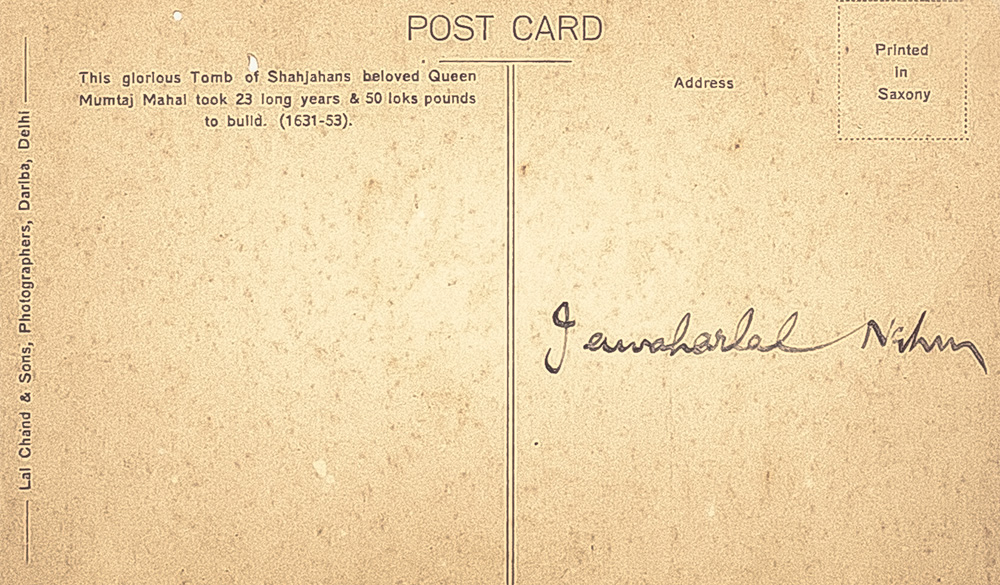 Jawaharlal Nehru Postcard Signed.