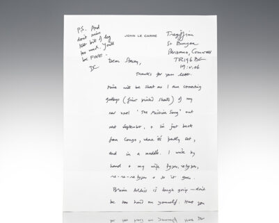 John le Carré Autograph Letter Signed.