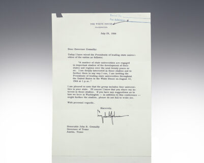 Lyndon B. Johnson Typed Letter Signed to Governor John B. Connally.
