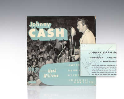 Johnny Cash Signed Sings Hank Williams Record.