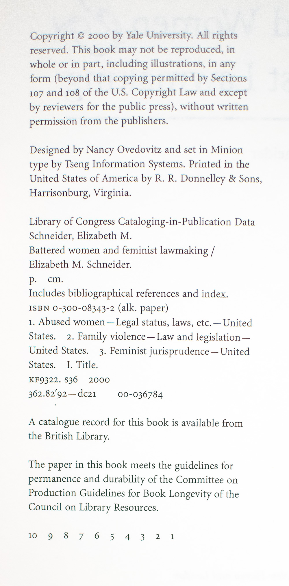 Battered Women & Feminist Lawmaking.