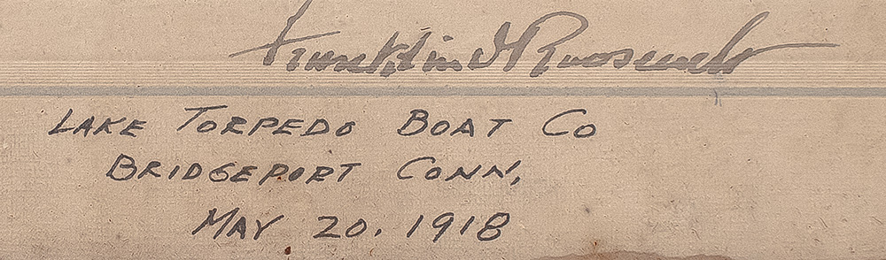 Franklin D. Roosevelt Signed Commemorative WWI Lake Torpedo Boat Company Photographs.