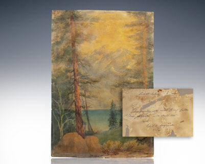 Christian August Jorgensen Signed Watercolor Painting of Emerald Bay.