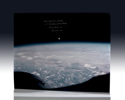 Frank Borman "The Moon as Seen Over Earth's Horizon From Gemini 7" Photograph Signed.
