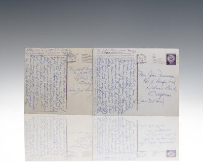 Raymond Chandler Autograph Postcards Signed.