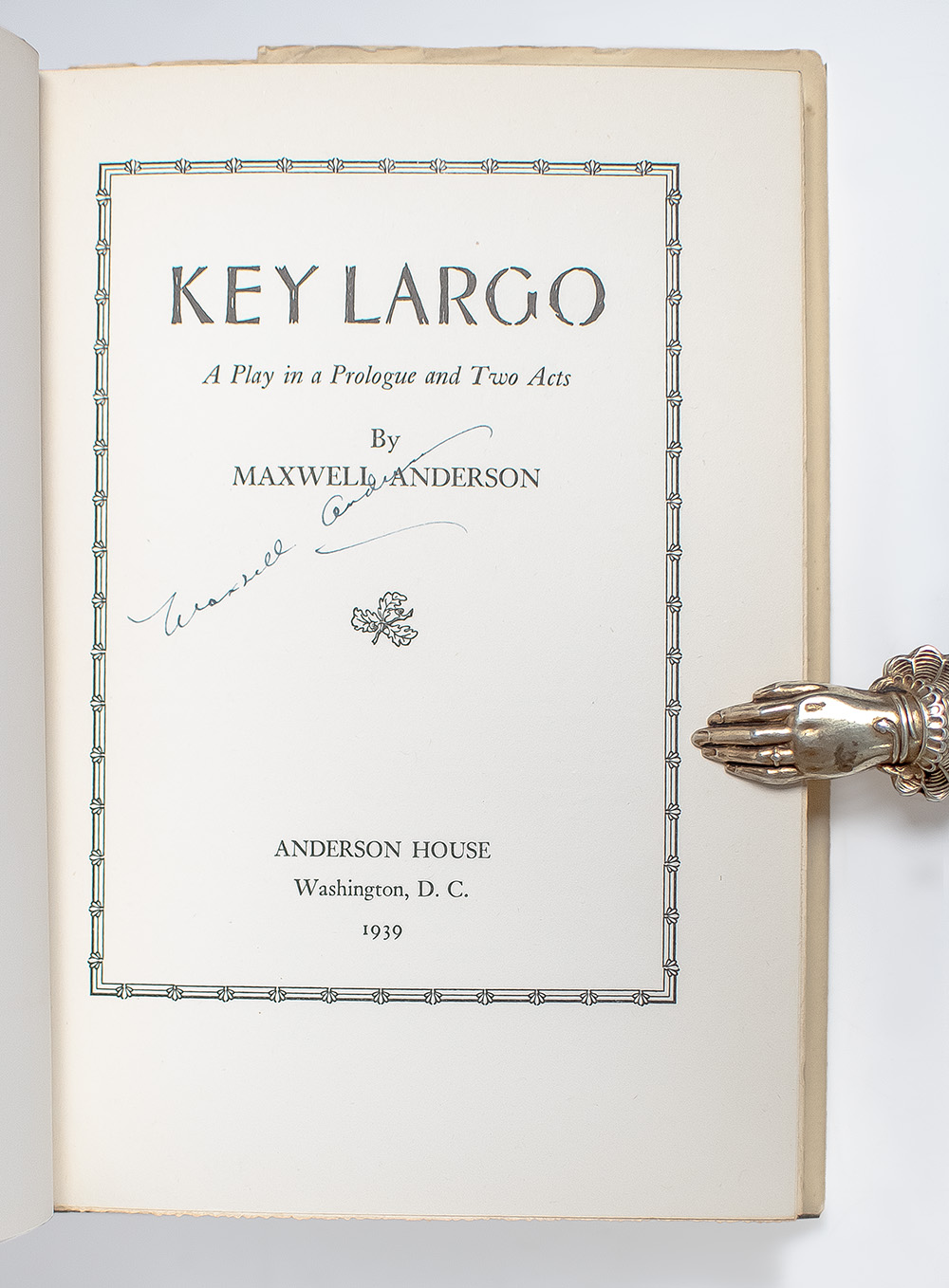 Key Largo: A Play in a Prologue and Two Acts.