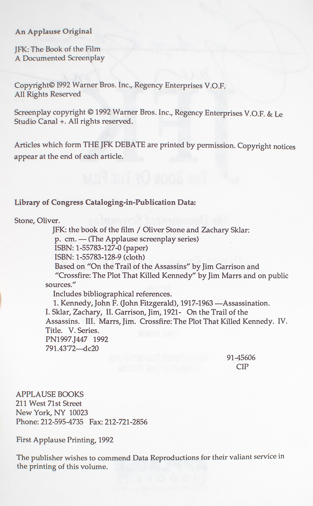 JFK: The Documented Screenplay.